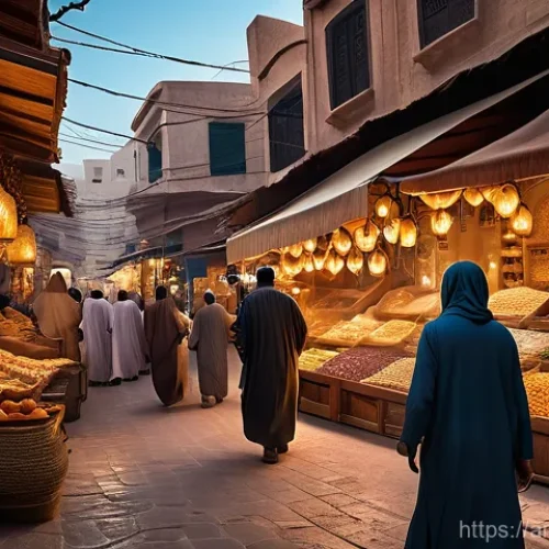 JAMstack을 통한 성능 모니터링 및 분석 - **Prompt:** A dynamic and brightly lit scene depicting a traditional, bustling Arab souk transitioni...