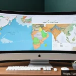 Home 18 JAMstack 아키텍처의 소프트웨어 아키텍처 원칙 - A modern Middle Eastern web developer workspace featuring a large curved monitor displaying a JAMsta...
